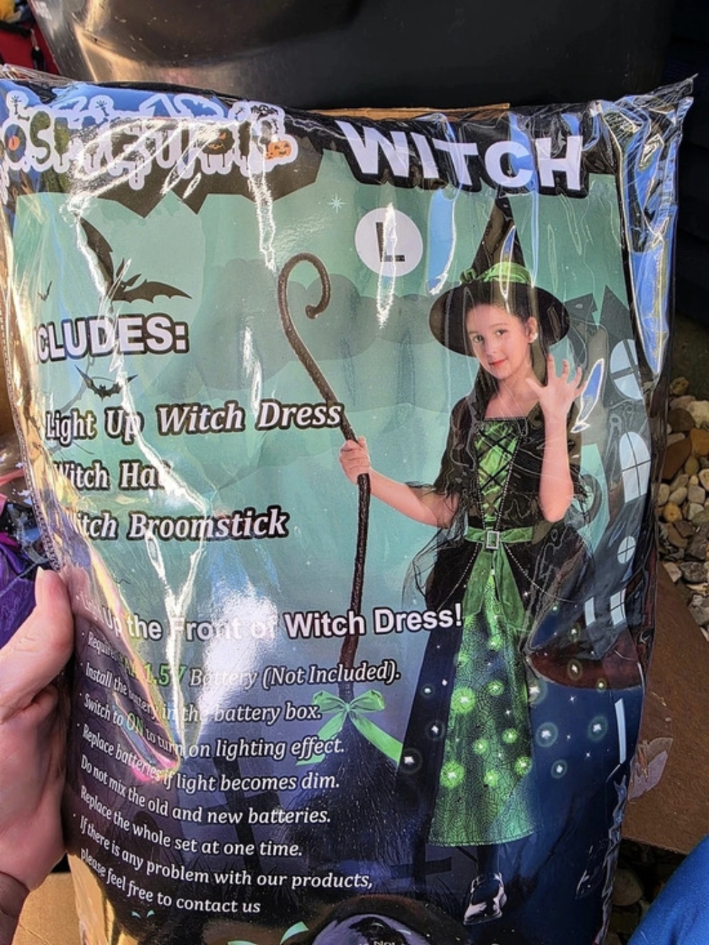 Light-Up Witch Costume Green & Black NWT